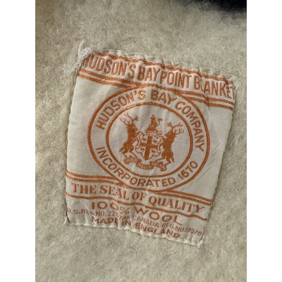 Vintage Hudson Bay HBC 4 Point Stripes Large Wool Blanket Throw Made in England - Picture 3 of 16